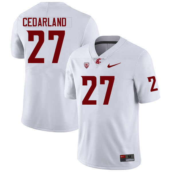 Men #27 Hudson Cedarland Washington State Cougars College Football Jerseys Sale-White